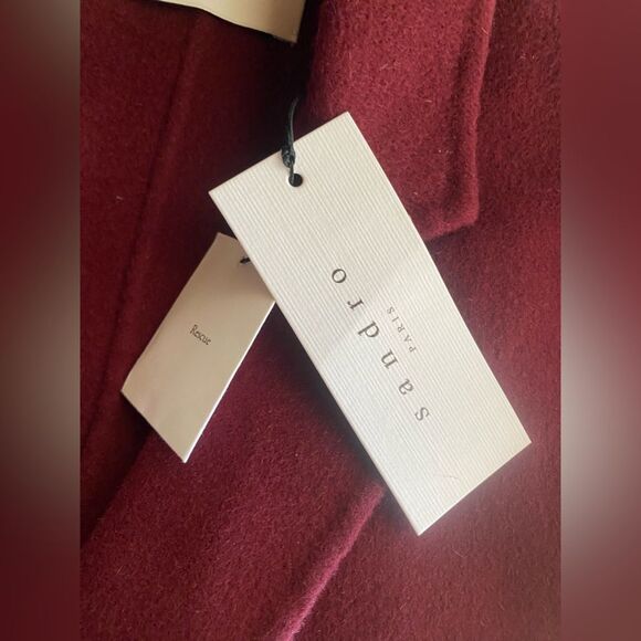 SANDRO Vania Double-Breasted Jacket Women’s Burgundy Wool Sz 38 NWT Retail $695 - Picture 13 of 14